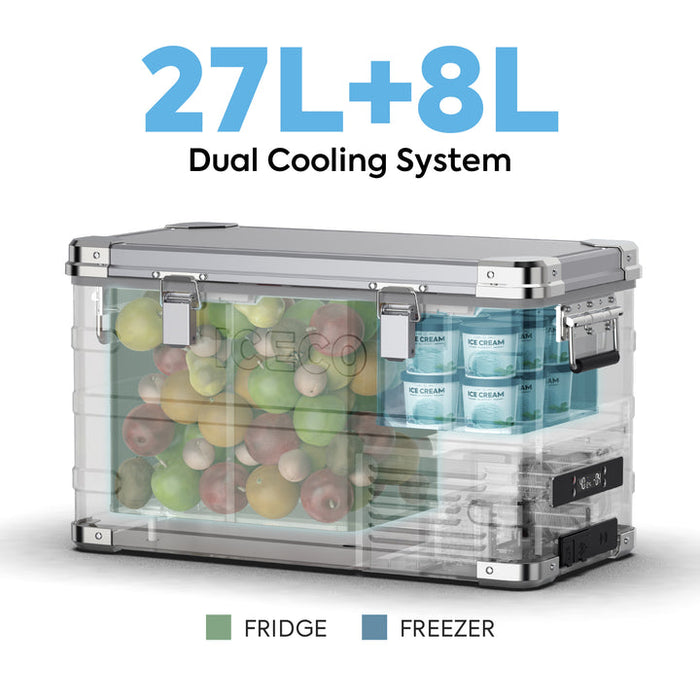 ICECO APL35 Dual Zone Aluminum Portable Fridge -Freezer  37QT/35 LT