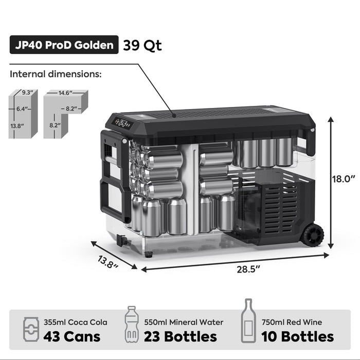 ICECO JP40 Pro Dual Zone Wheeled Portable Fridge Freezer 40QT