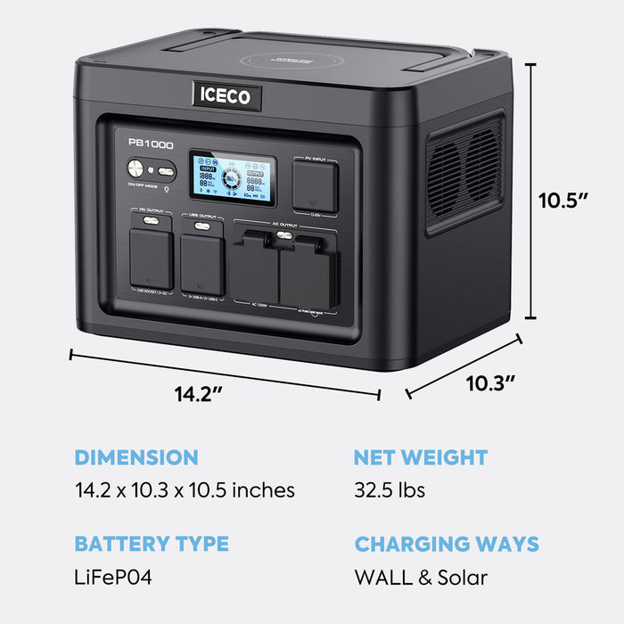 ICECO PB1000 Portable Power Station 1200W