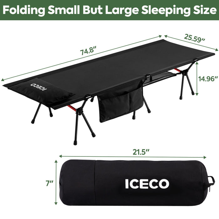 ICECO Portable Camping Cot Black