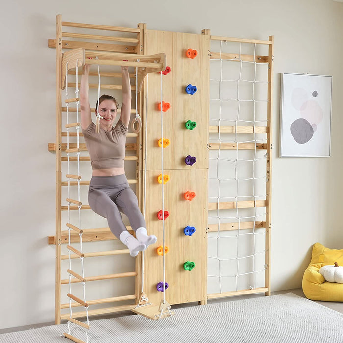 Avenlur Walnut - 9-in-1 Swedish Ladder Wall Gym and Climber