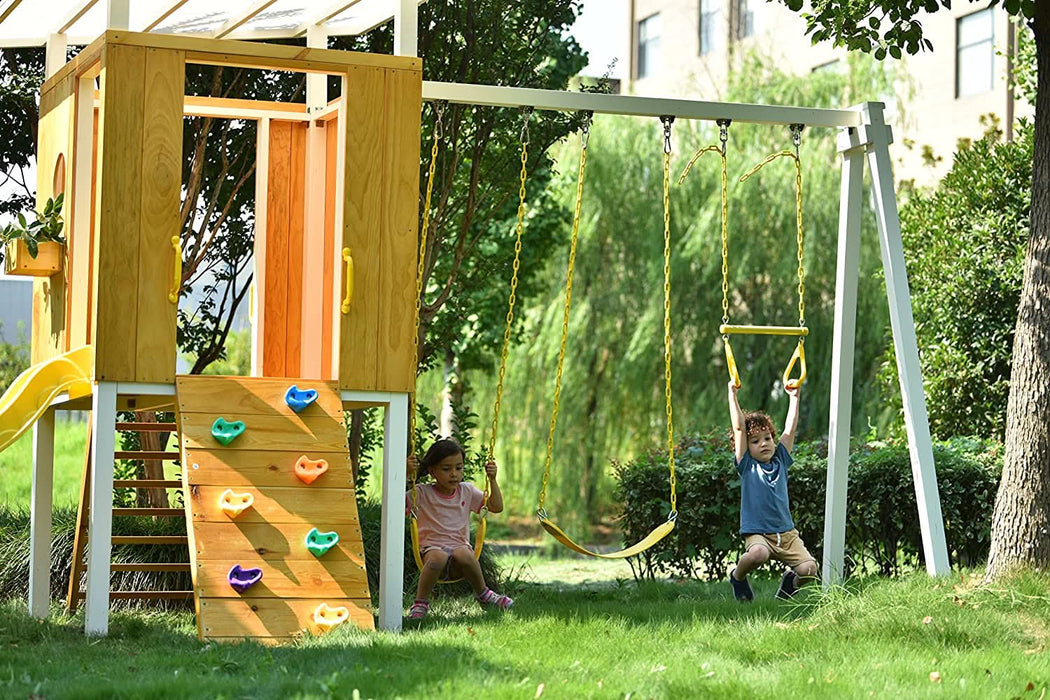 Avenlur Forest - Modern Backyard Outdoor Swing Set 2 Swings And Trapeze Bar