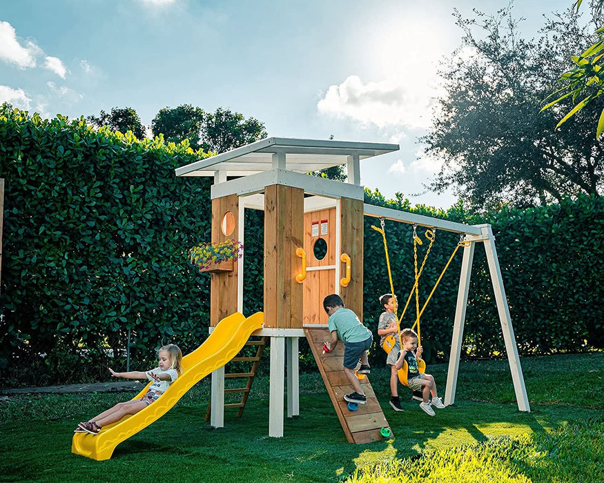 Avenlur Forest - Modern Backyard Outdoor Swing Set 2 Swings And Trapeze Bar