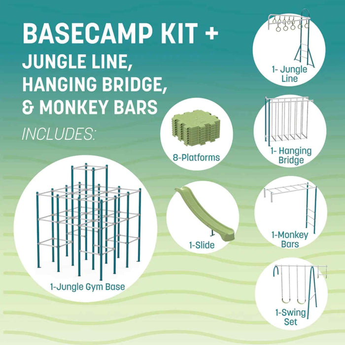 ActivPlay BaseCamp Playground Hanging Bridge, Jungle Line, Monkey Bars