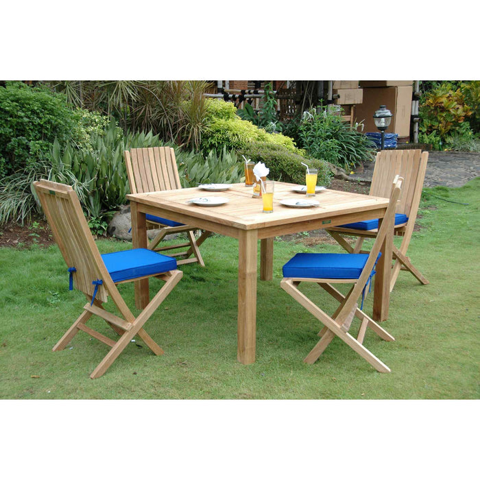 Anderson Teak Set-105B Outdoor Dinning Set 4 Seater Table with Folding Chairs