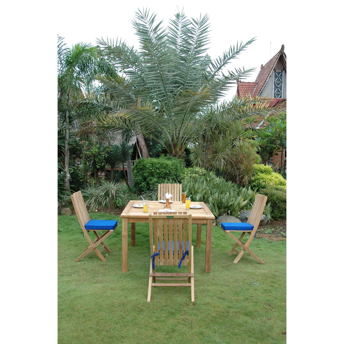 Anderson Teak Set-105B Outdoor Dinning Set 4 Seater Table with Folding Chairs