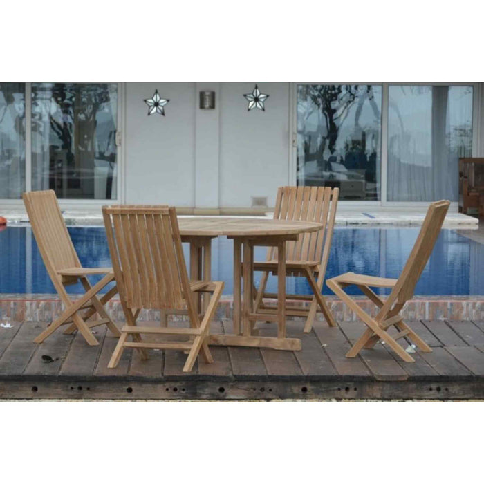 Anderson Teak Set-34 Outdoor Dinning Table Set-4 Seater-Folding Chairs