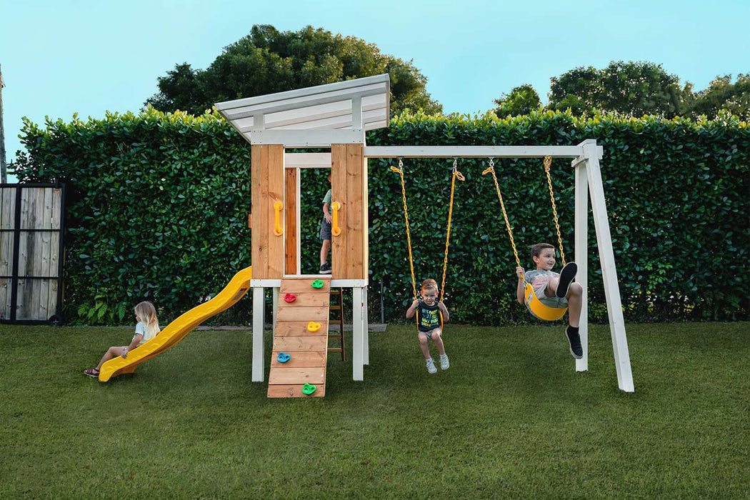 Avenlur Forest - Modern Backyard Outdoor Swing Set 2 Swings And Trapeze Bar