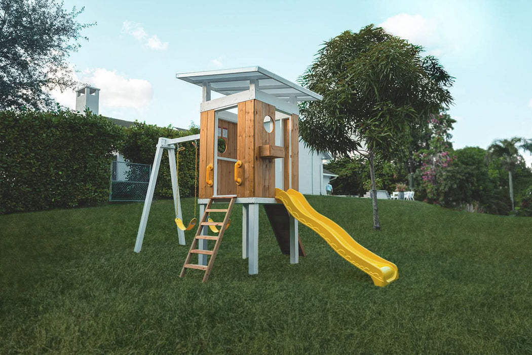 Avenlur Forest - Modern Backyard Outdoor Swing Set 2 Swings And Trapeze Bar