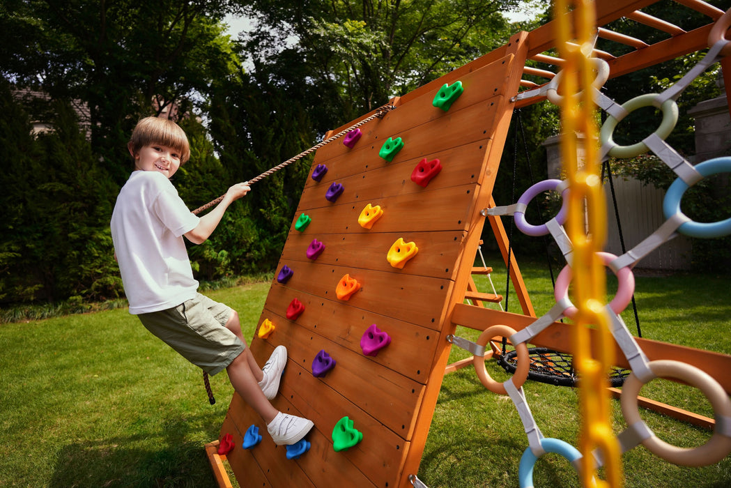 Avenlur Sycamore - Backyard Ultimate Climbing Set with 2 Swings And Trapeze Bar