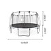 Skywalker 16ft round outdoor trampoline large with net enclosure color black , measurements of trampoline 16ft wide by 3 ft high to trampoline then net enclosure is 6ft above trampoline on white back round