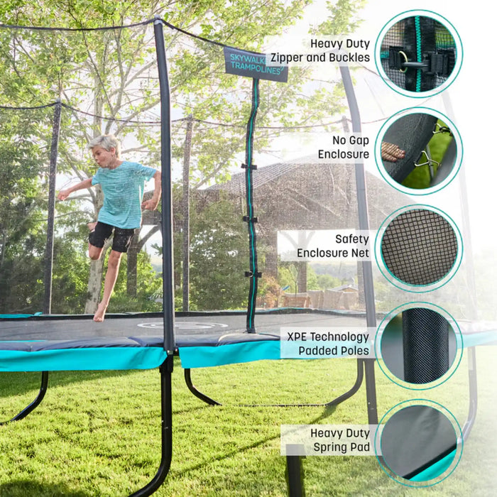 Skywalker Signature 15'X9' Rectangle Outdoor Trampoline with Enclosure