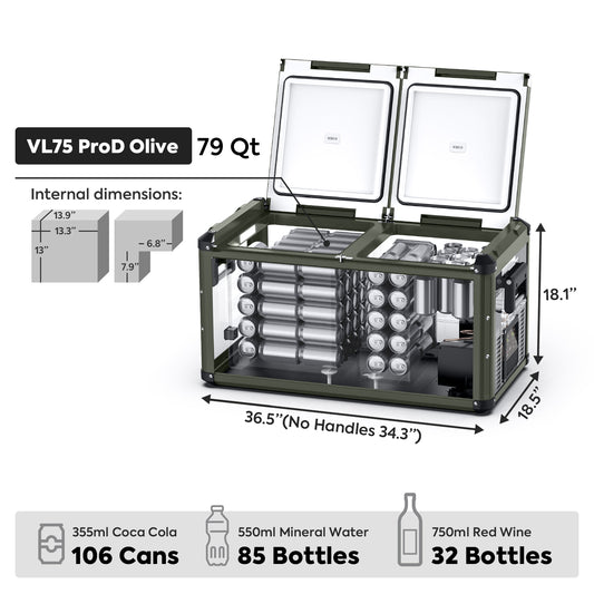 ICECO VL75ProD 12V Heavy Duty Portable Fridge Freezer Cooler 79 QT