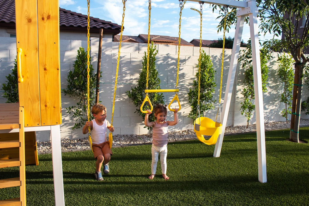 Avenlur Forest - Modern Backyard Outdoor Swing Set 2 Swings And Trapeze Bar